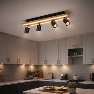 EGLO Gesteira LED Warm White 4-Light Spotlight, Black And Brown
