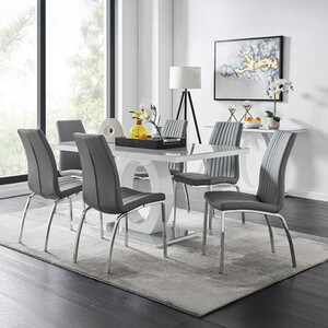 Giovani Grey Dining Table With Six Isco Chairs