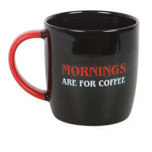 Morning Coffee Mug Bold Red  White Text Dishwasher Safe