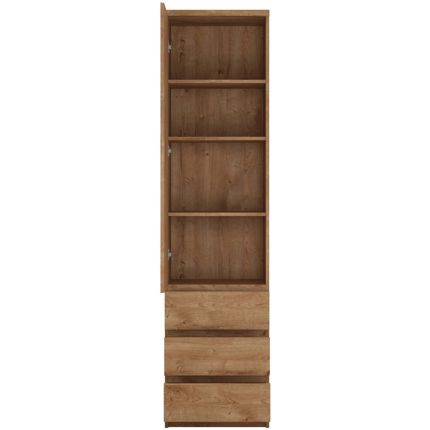 Wyld Haus Hemingway Tall Narrow Cabinet - Natural Oak, 1 Door 3 Drawers - Natural
