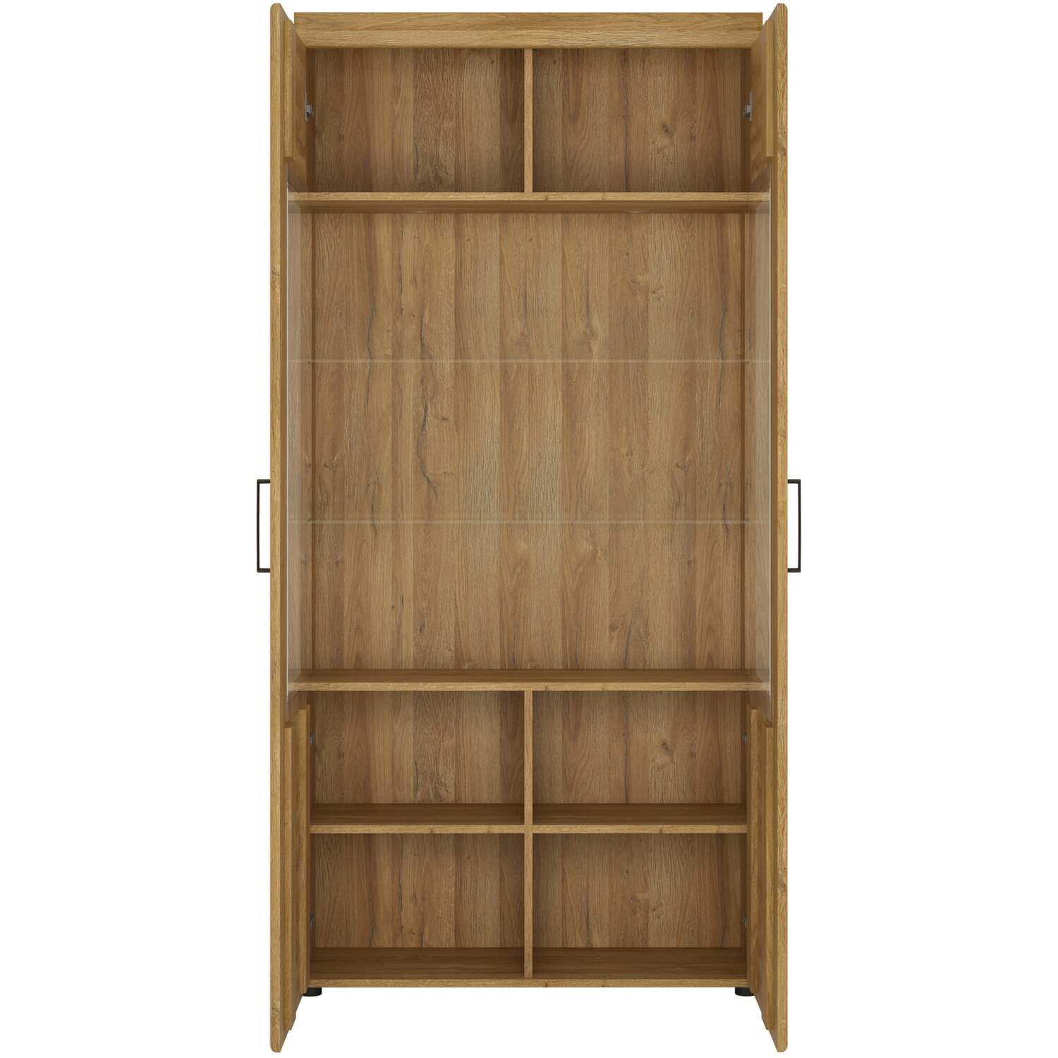 Larkwood Tall Wide 2-Door Glazed Grandson Oak Display Cabinet - Natural Oak