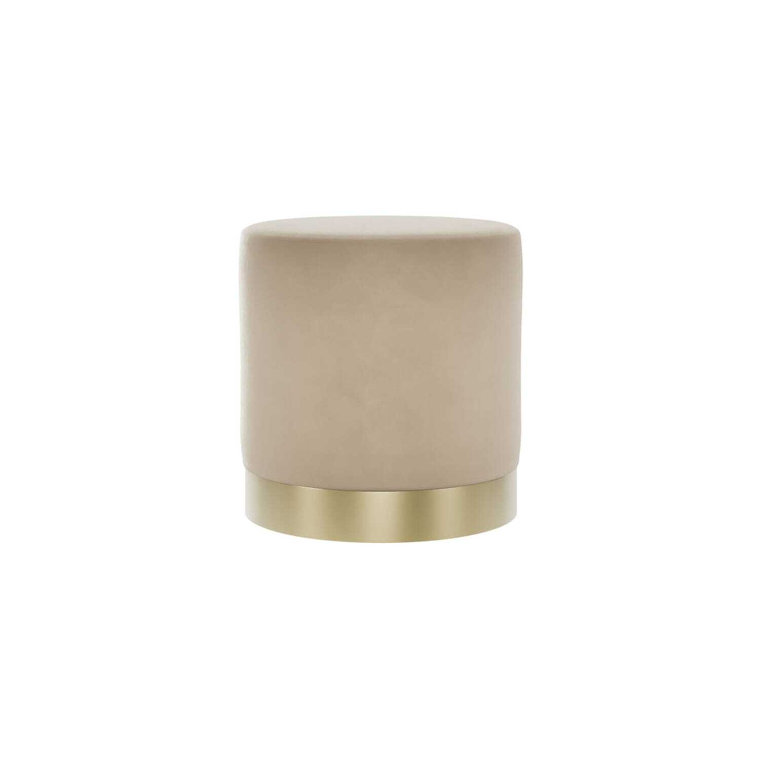 Kalua Small Beige Velvet Stool - Brushed Gold Base - Beige