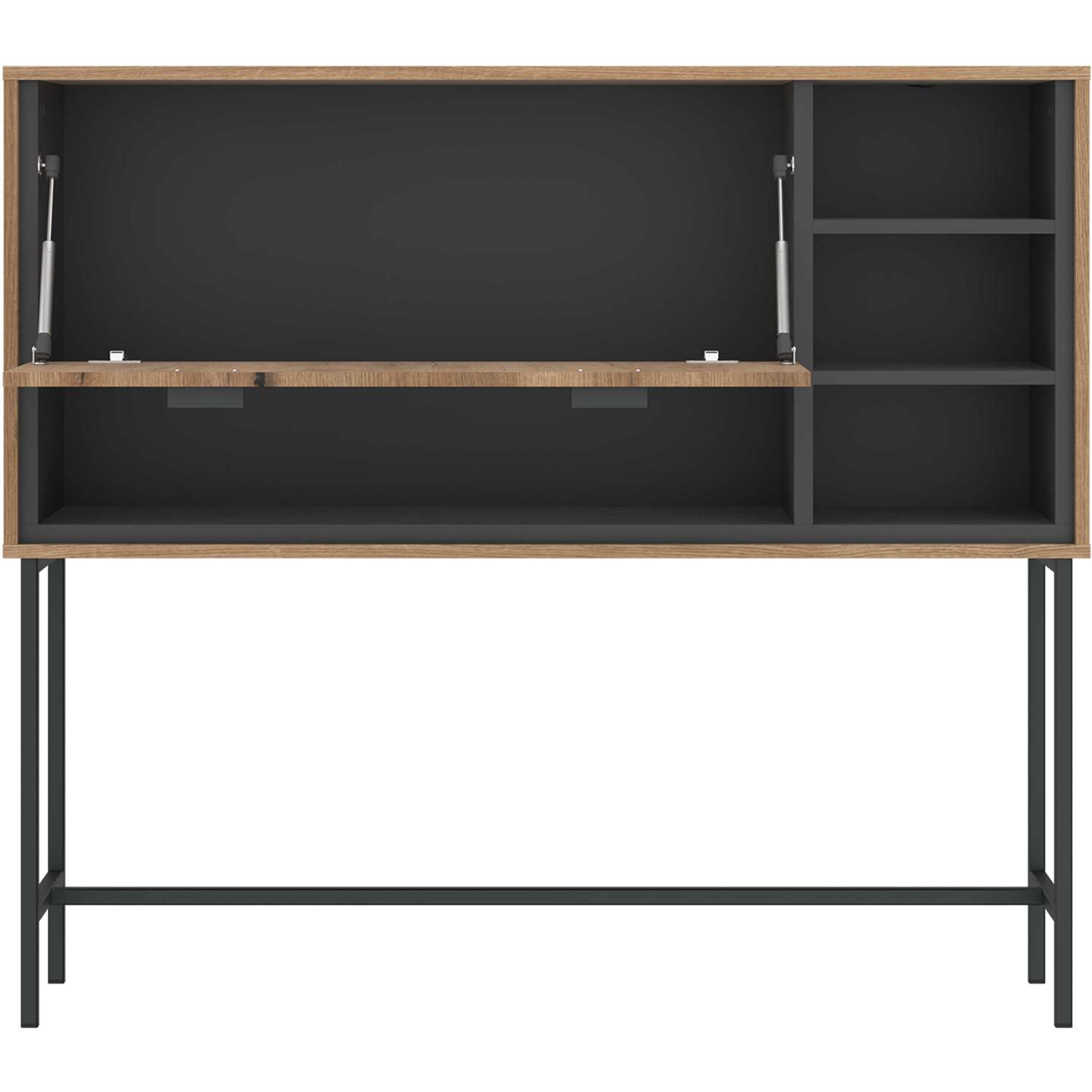 Wyld Haus Nightbloom Grey and Oak-Effect Bar Cabinet, 1 Door 3 Shelves - Grey
