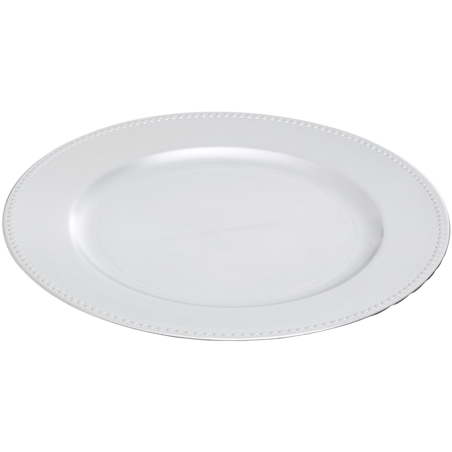 Dia Silver Charger Plate With Dotted Rim - Silver