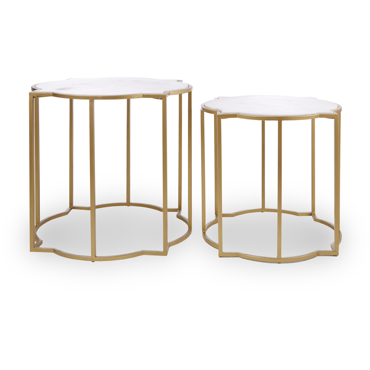 Rabia Set Of 2 Tables With Marble Top - White
