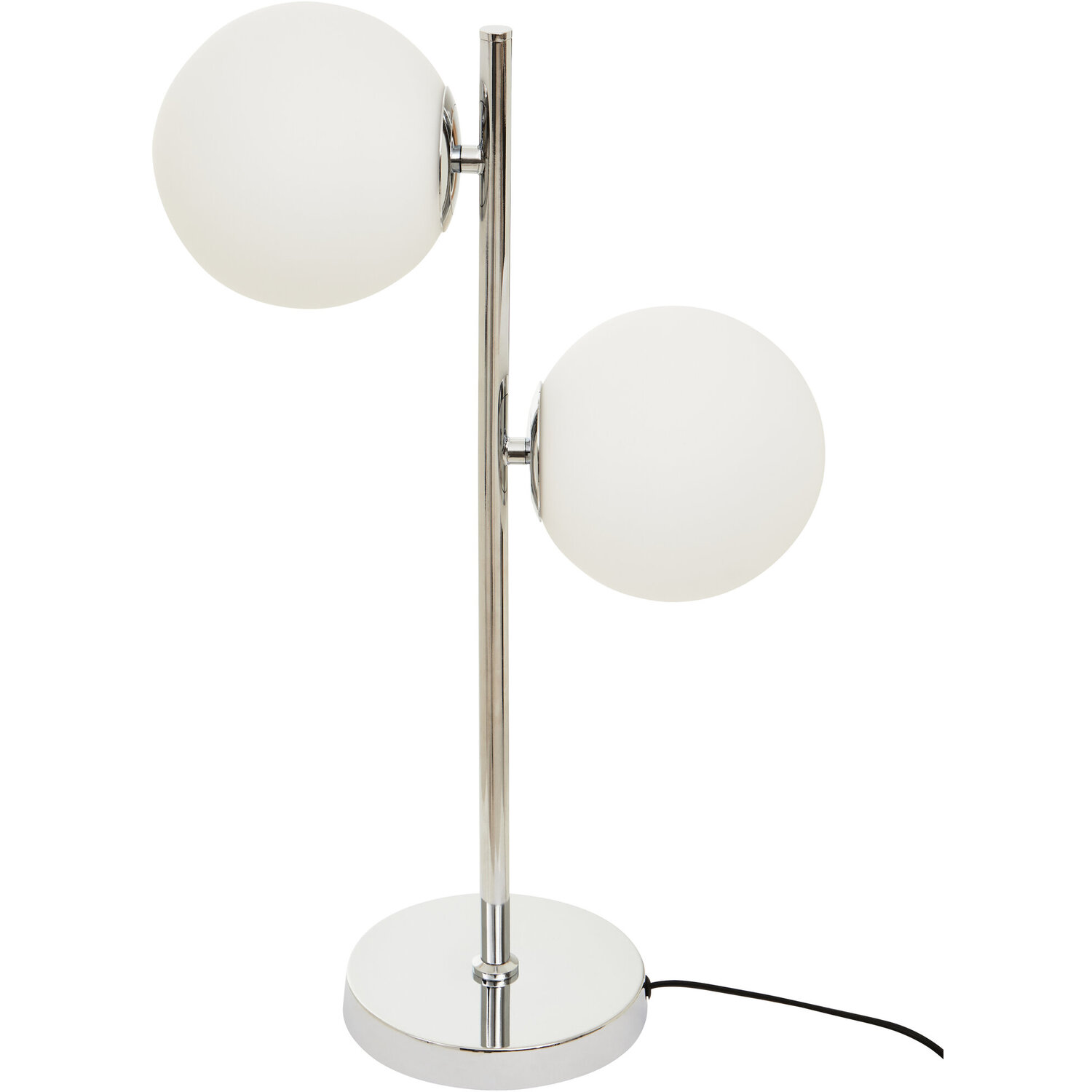 Karter White Glass With Chrome Table Lamp - Silver