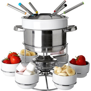 Interiors by Premier Stainless Steel Fondue Set, 6-Person Fondue Pot with Forks