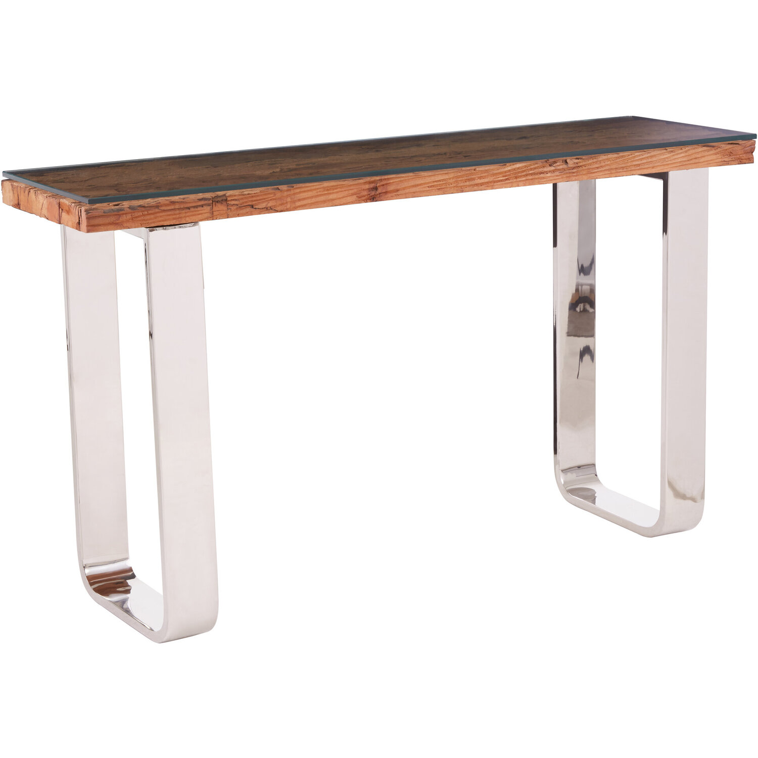 Kerala Natural U Shaped Base Console Table - Silver