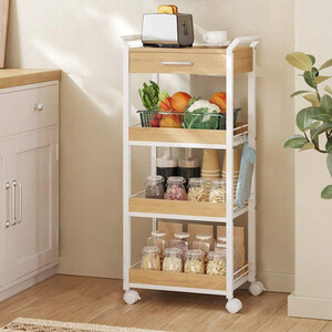 VASAGLE Rolling Storage Trolley with Drawer and Shelves