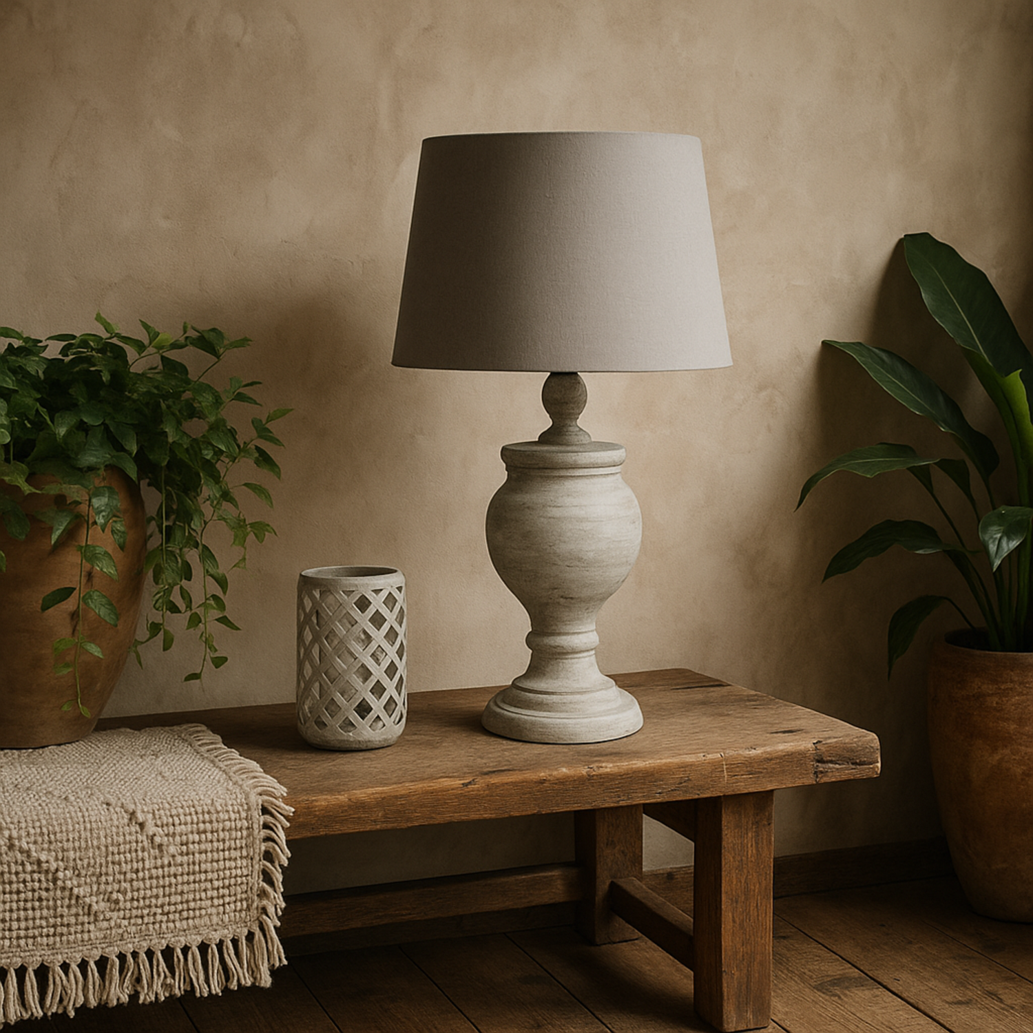 Image of Aillon Stoneware Table Lamp - Beige