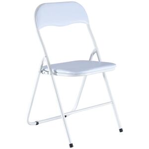 4-Pc Folding Chair Set with Cushioned PVC Seat and Back - Black - Set of 4