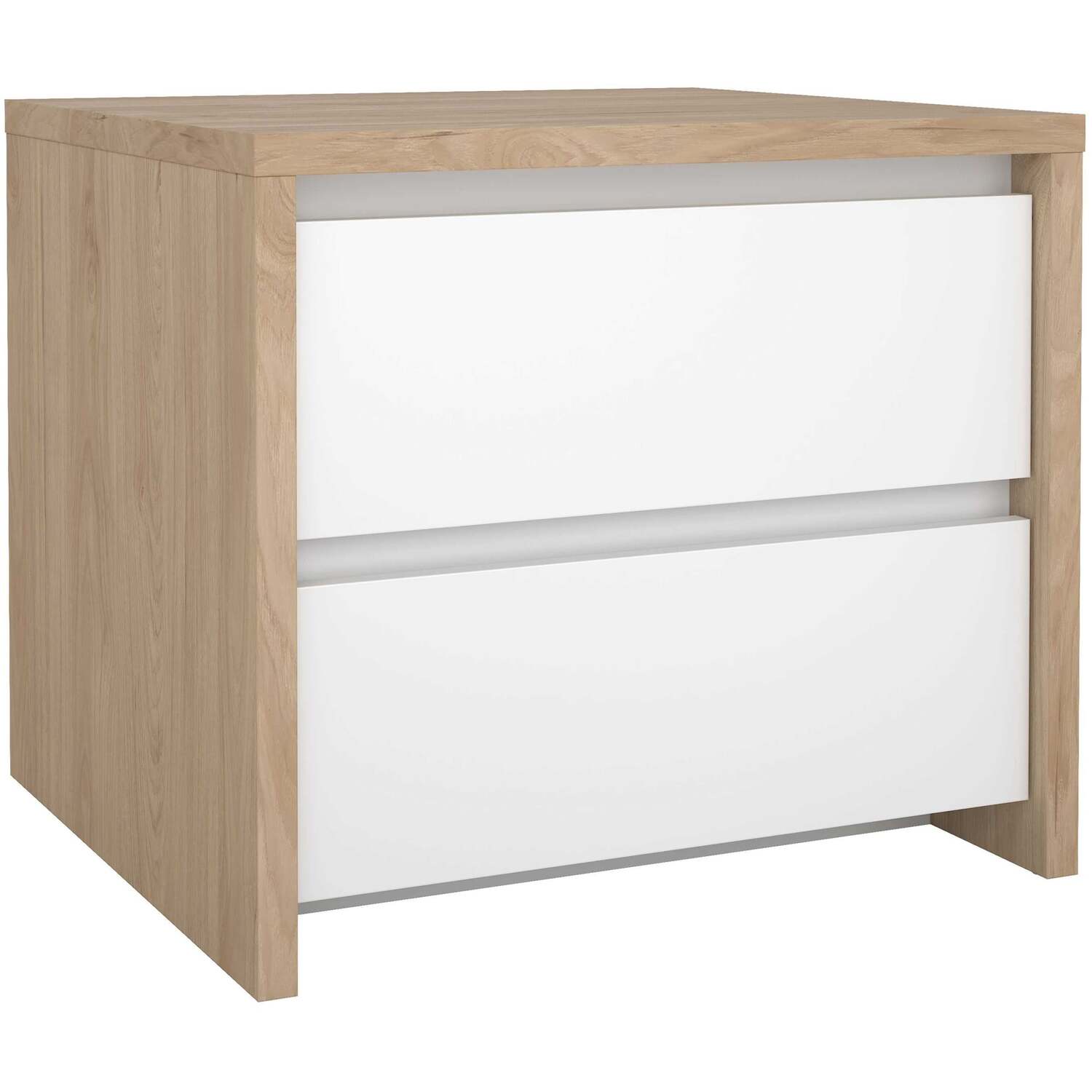 Salzburg Bedside Table Gloss Front Natural Effect 2 Drawers - Natural
