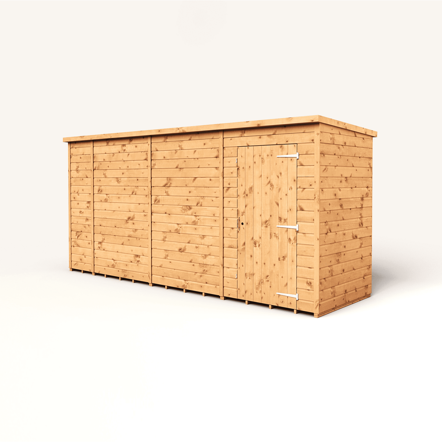 Empire 14x4 Modular Pent Garden Shed with a Single Door - Brown
