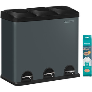 SONGMICS Grey and Black 54L Recycling Bin