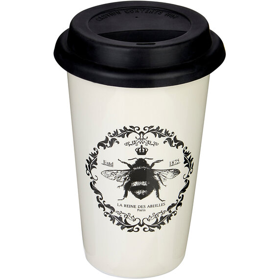 Taza Queen Bee Ceramic Reusable Mug with Silicone Lid