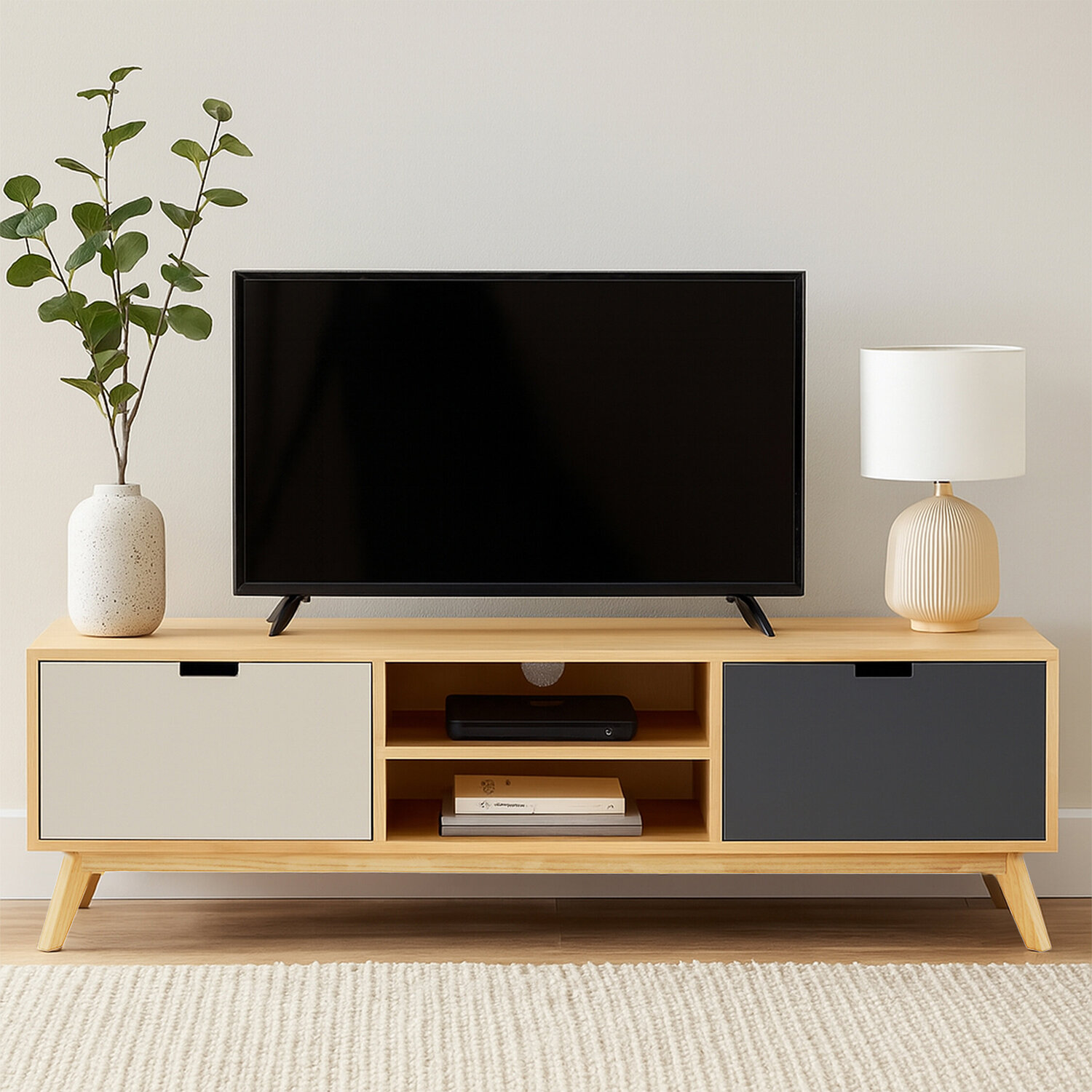 Watson Media Unit - White, Grey, Natural