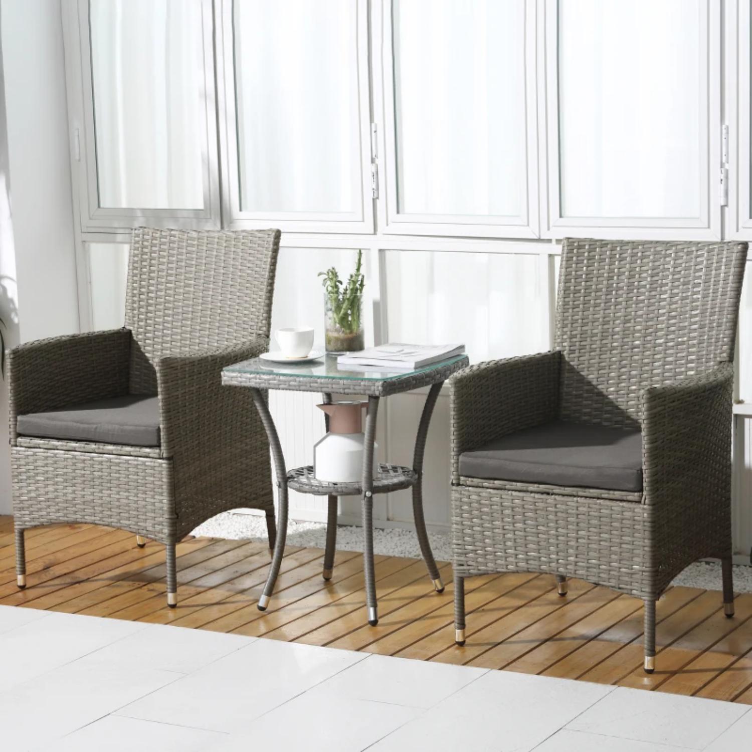 Crescent Bistro Set - Light Grey