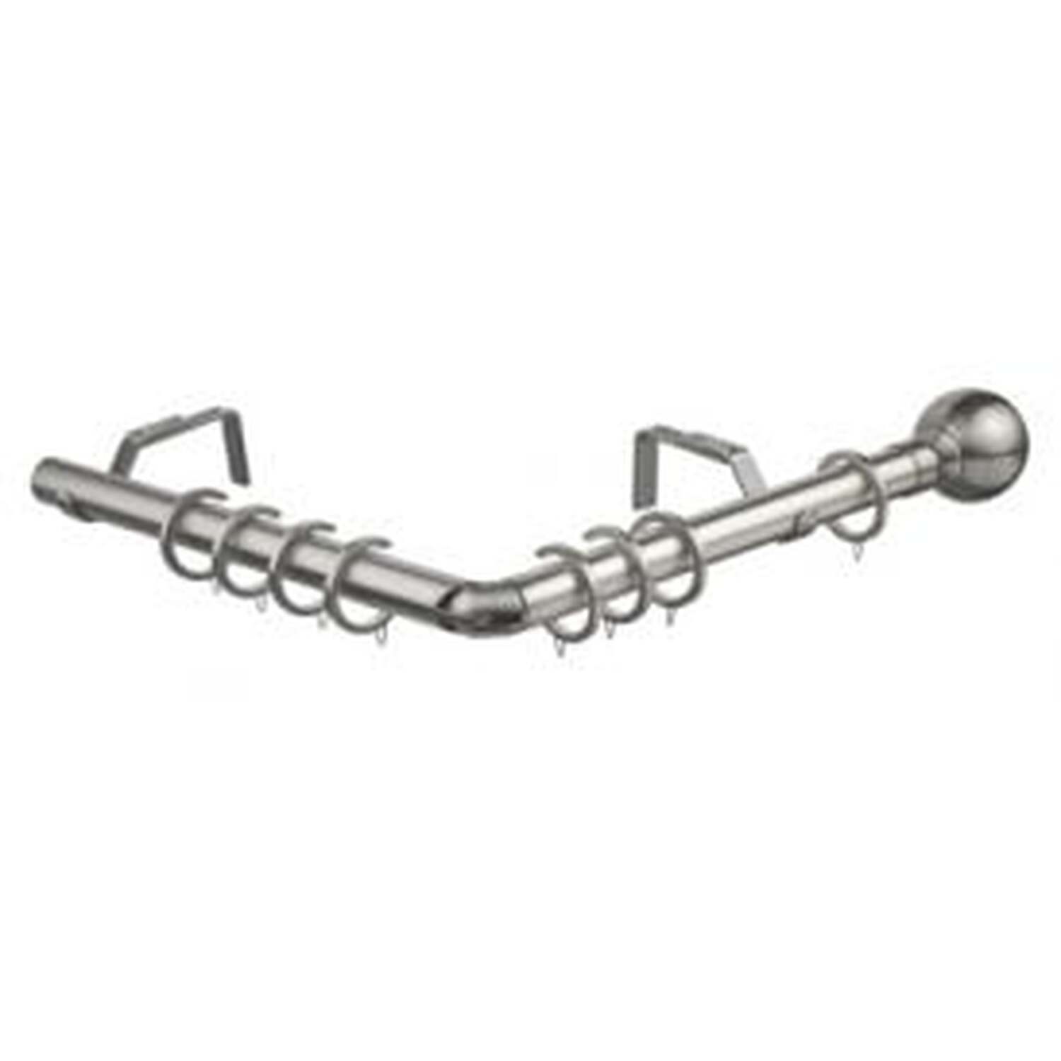 28mm 475cm Ball End Satin Silver Eyelet Bay Pole Set - Silver