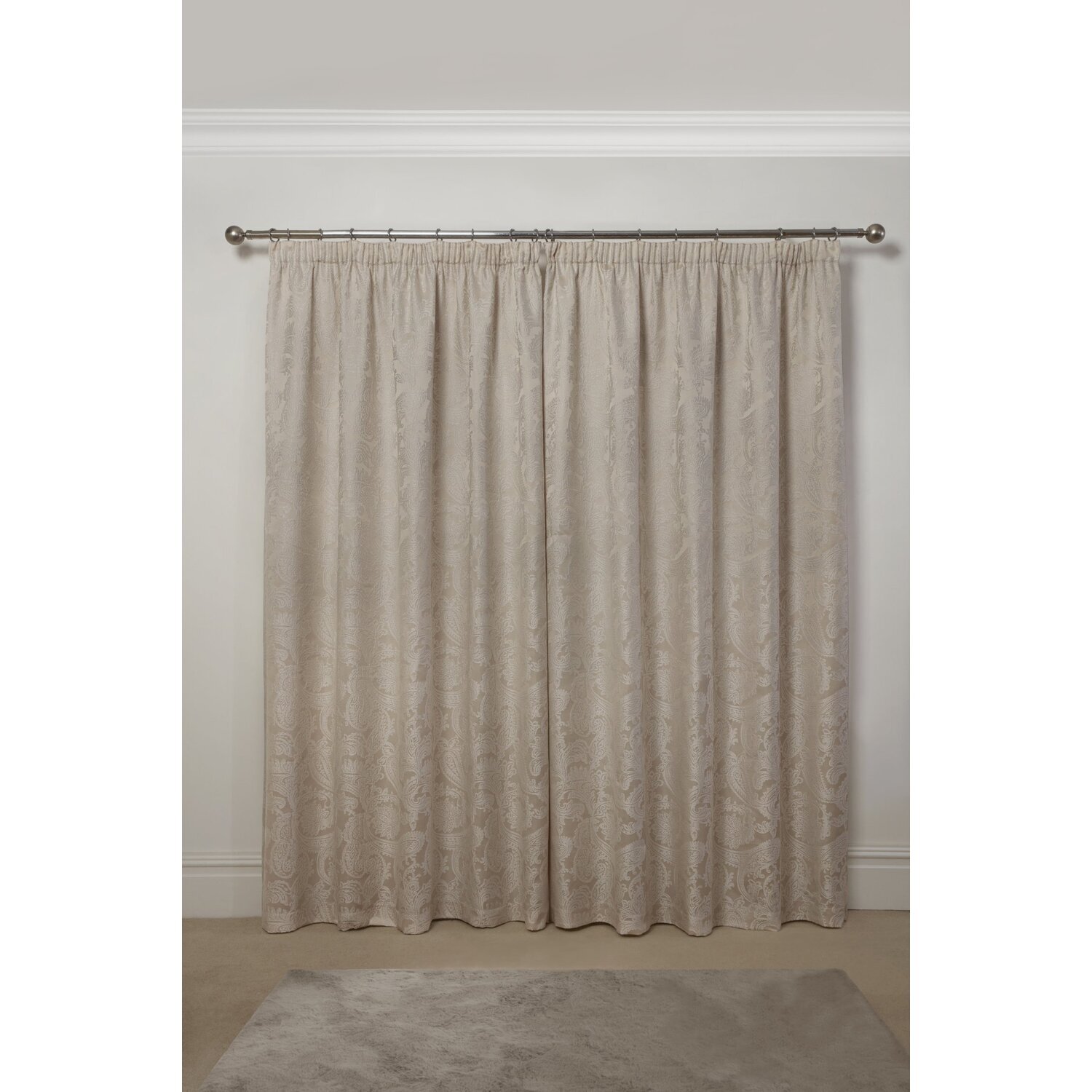 Cavendish Lined Pencil Pleat Curtains - Cream / 116cm / 137cm