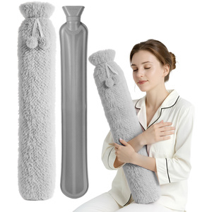 Keplin 2L Extra Long Hot Water Bottle - Fleece Cover, Full Body Warmth