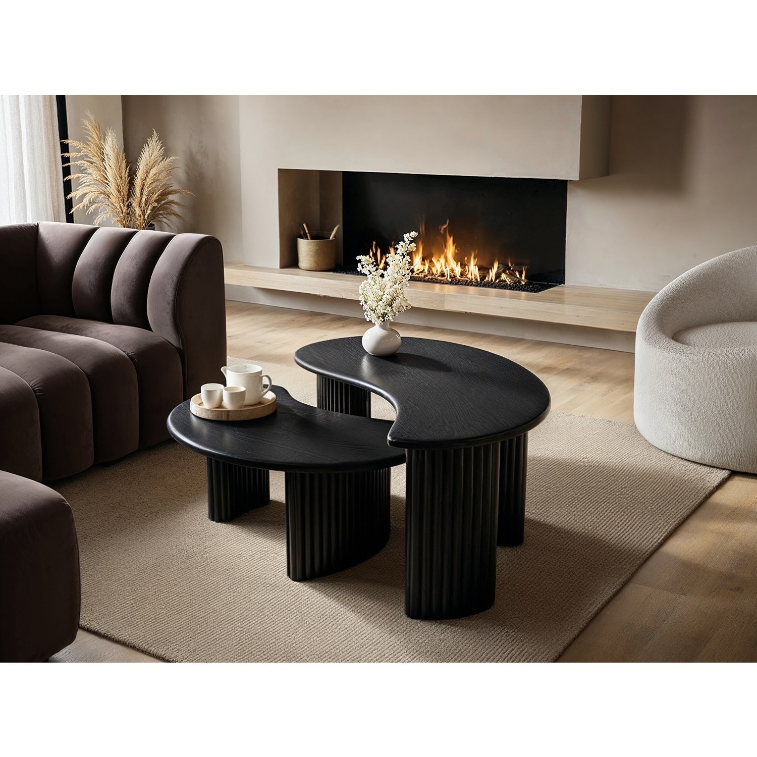 Solace+Co Clio Coffee Table Set Black - Black