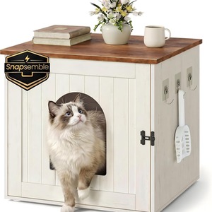SONGMICS HOME Rustic White and Honey Brown Litter Box
