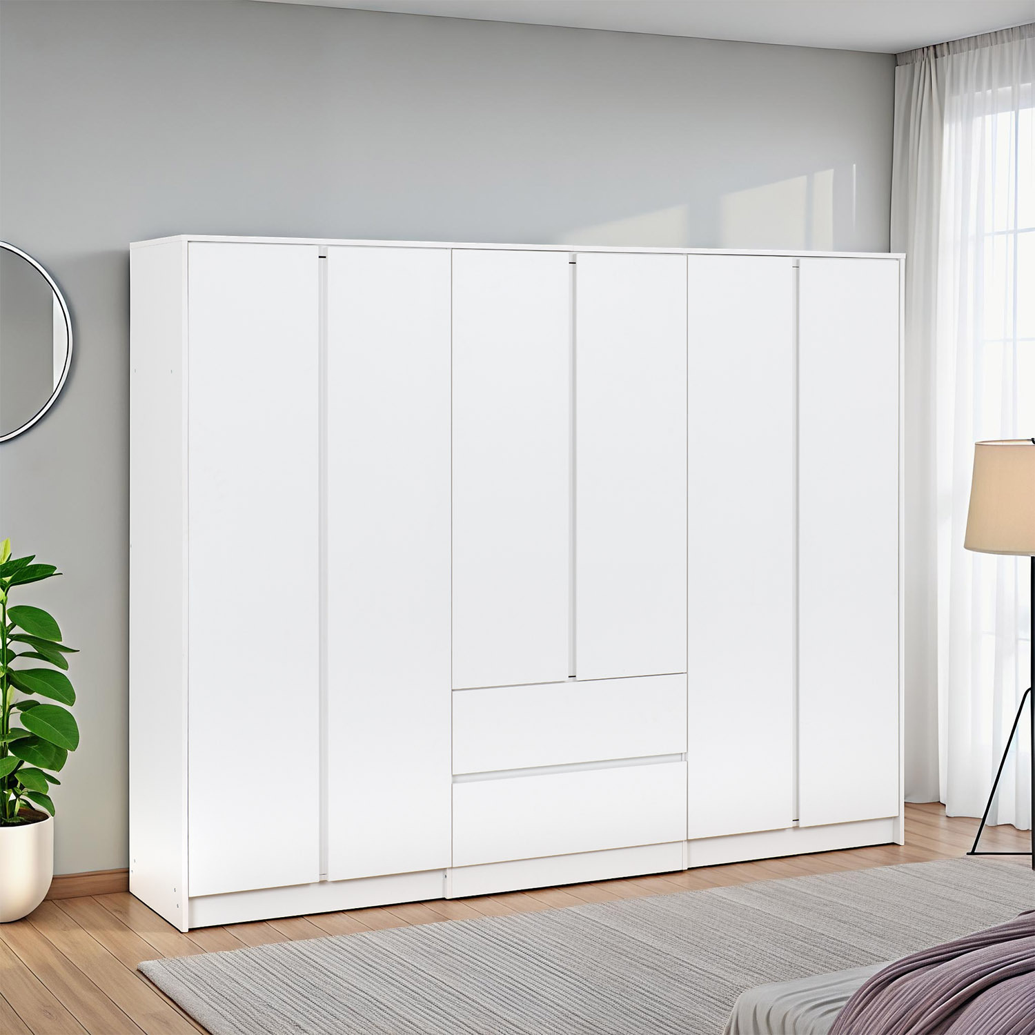 Seconique Malvern 6 Door 2 Drawer Wardrobe - White