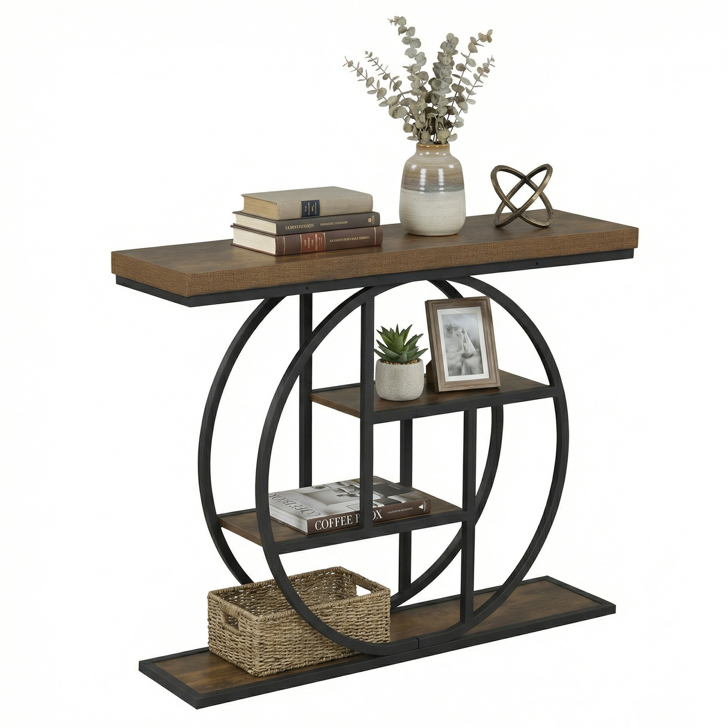 Costway 4-Tier Narrow Entryway Console Table - Brown