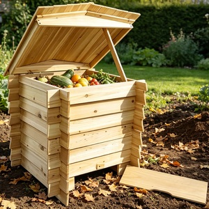 300L Wooden Slatted Garden Compost Bin Outdoor Waste Composter Recycler Large