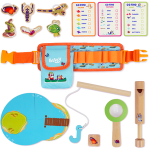 BLUEY Adventure Belt, 17 Piece Explorer Set with Compass and Accessories