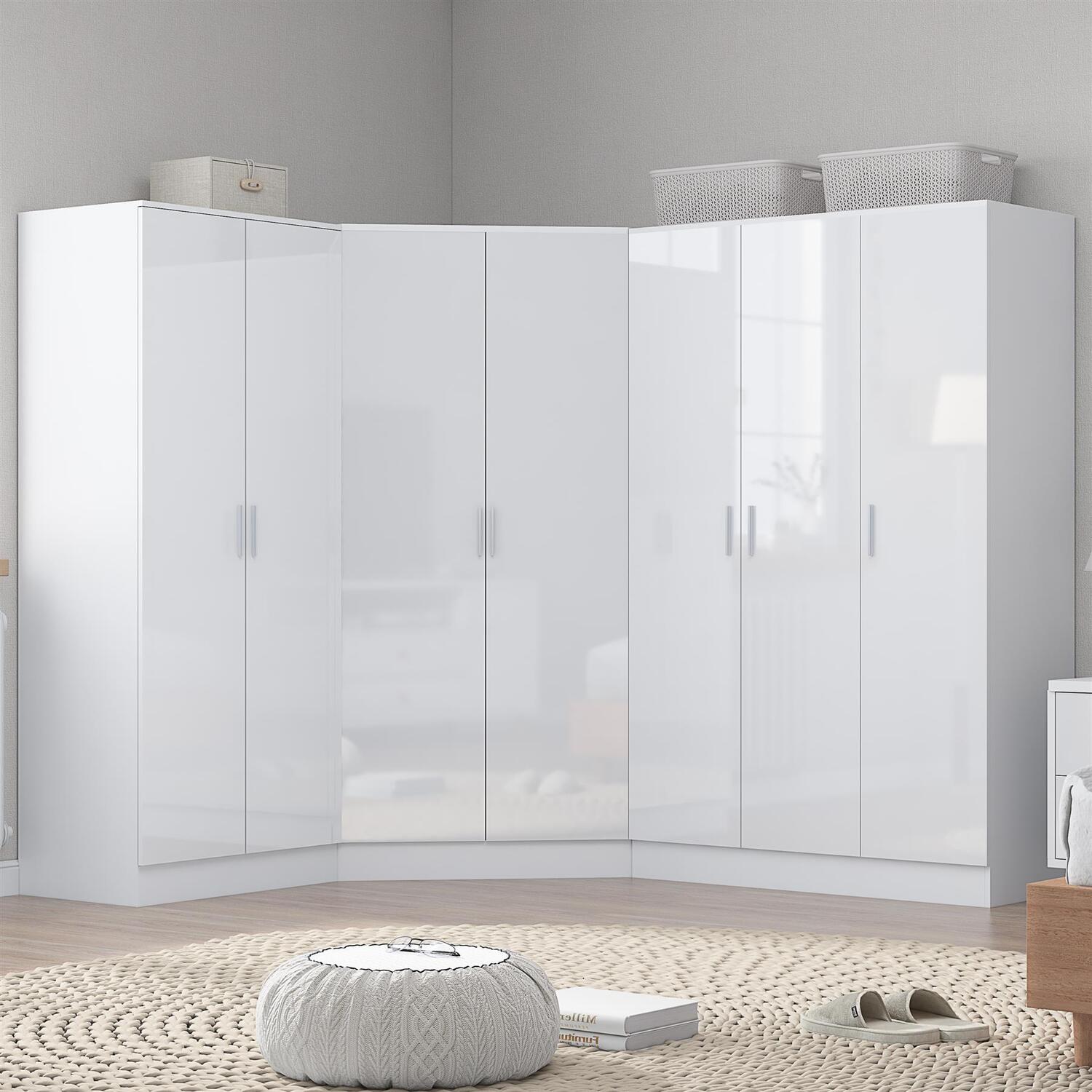 REFLECT Bundle 2 Door Corner + 3 Door + 2 Door Plain - White Gloss/White Matt - Image 6