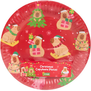 Pack of 10 Christmas Capybara Paper Plates