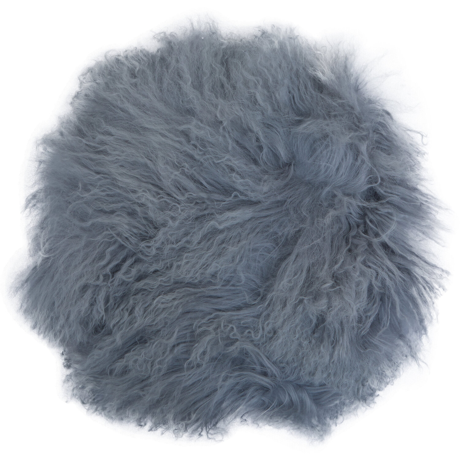 Bosie Real Mongolian Fur Grey Round Cushion - Grey