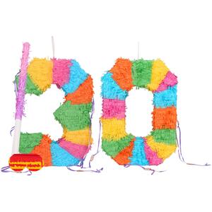 30th Birthday Pinata Set with Stick & Blindfold - Pink Stick