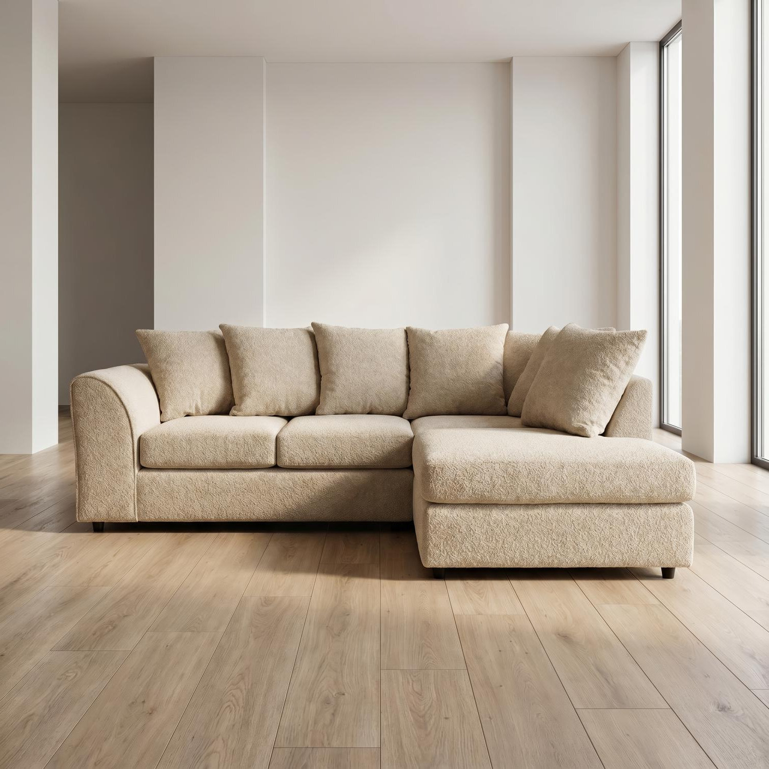 Abakus Direct Harriet Boucle Fabric Right Facing Corner Sofa In Sand - Sand