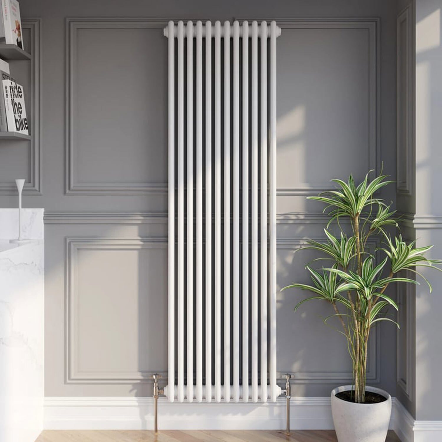 Temprazo Traditional Colosseum Double Bar Column Radiator White 300 X 605Mm - White / 560Mm / 1800Mm / 100Mm
