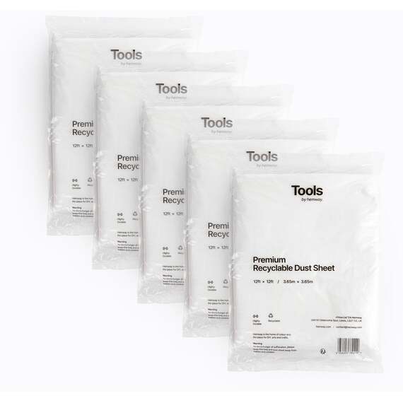 Hemway Extra Large Recyclable Paint Dust Sheet (Pack of 5) 12ft x 12ft