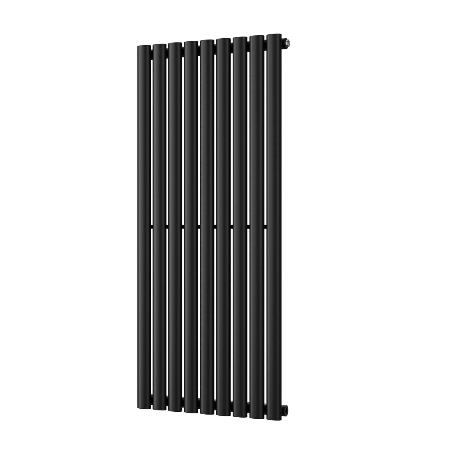 Uk Radiators Omeara - Black Vertical Radiator Single Panel - Feet Included - Black / 1200Mm / 522Mm