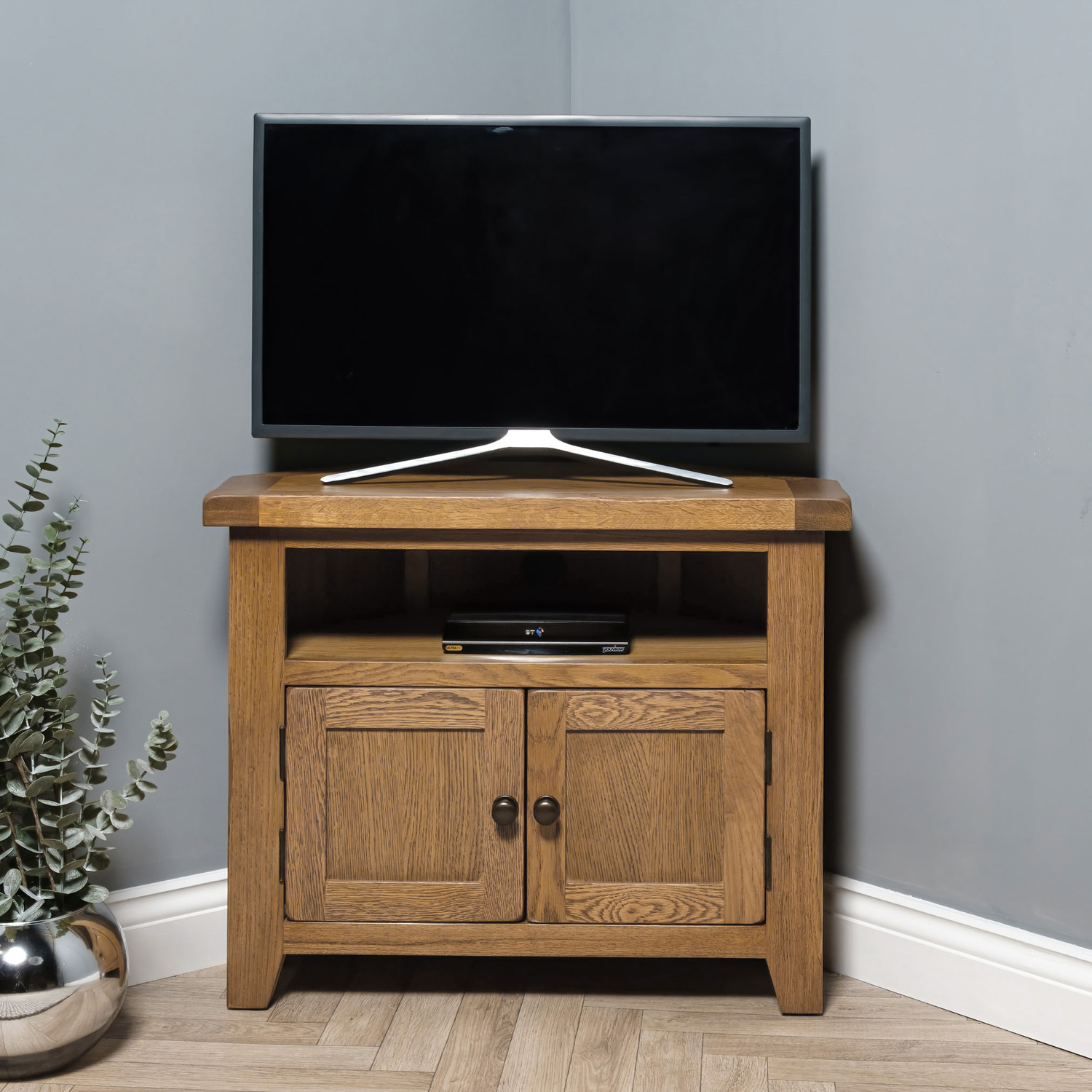 Elm Home And Garden Rustic Oak Corner Tv Media Unit Soild Tough And Grove Fully Assembled - Rustic Oak
