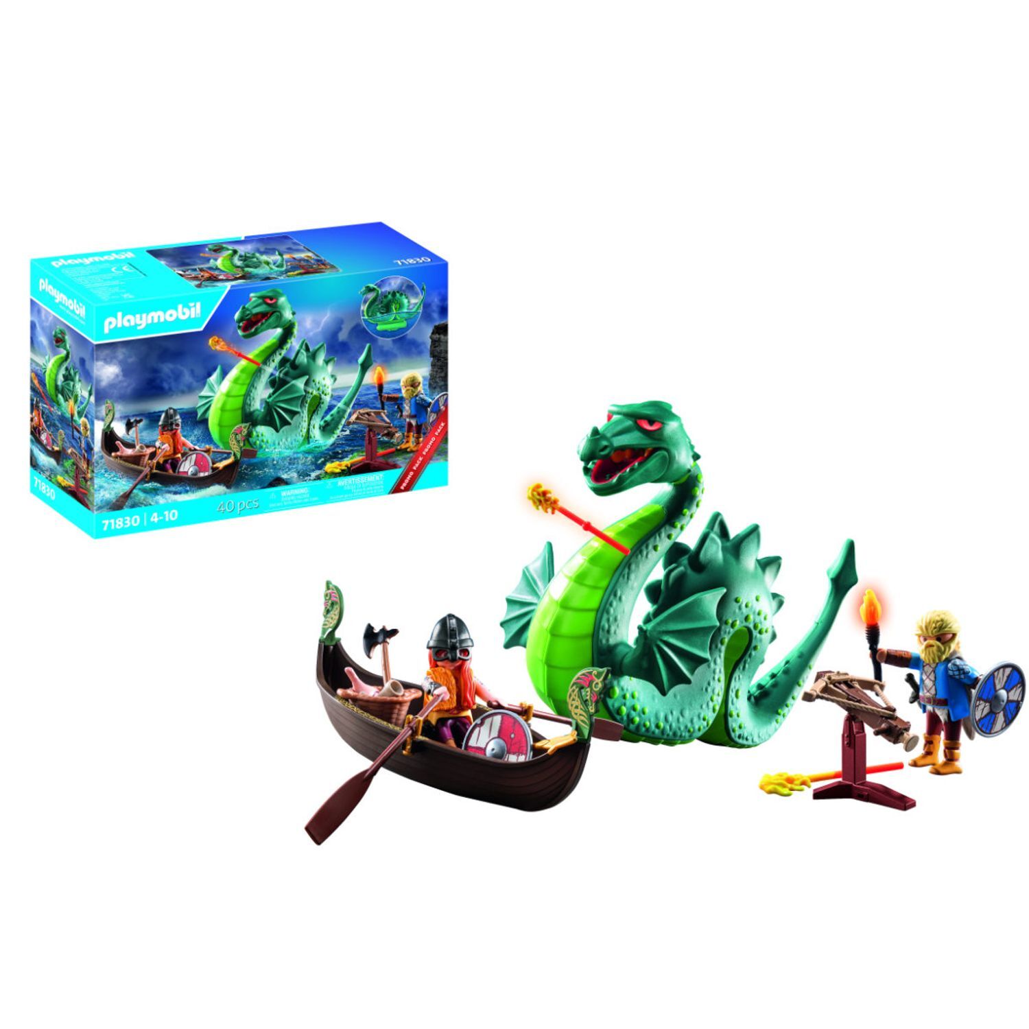 Vikings with Sea Monster - Blue