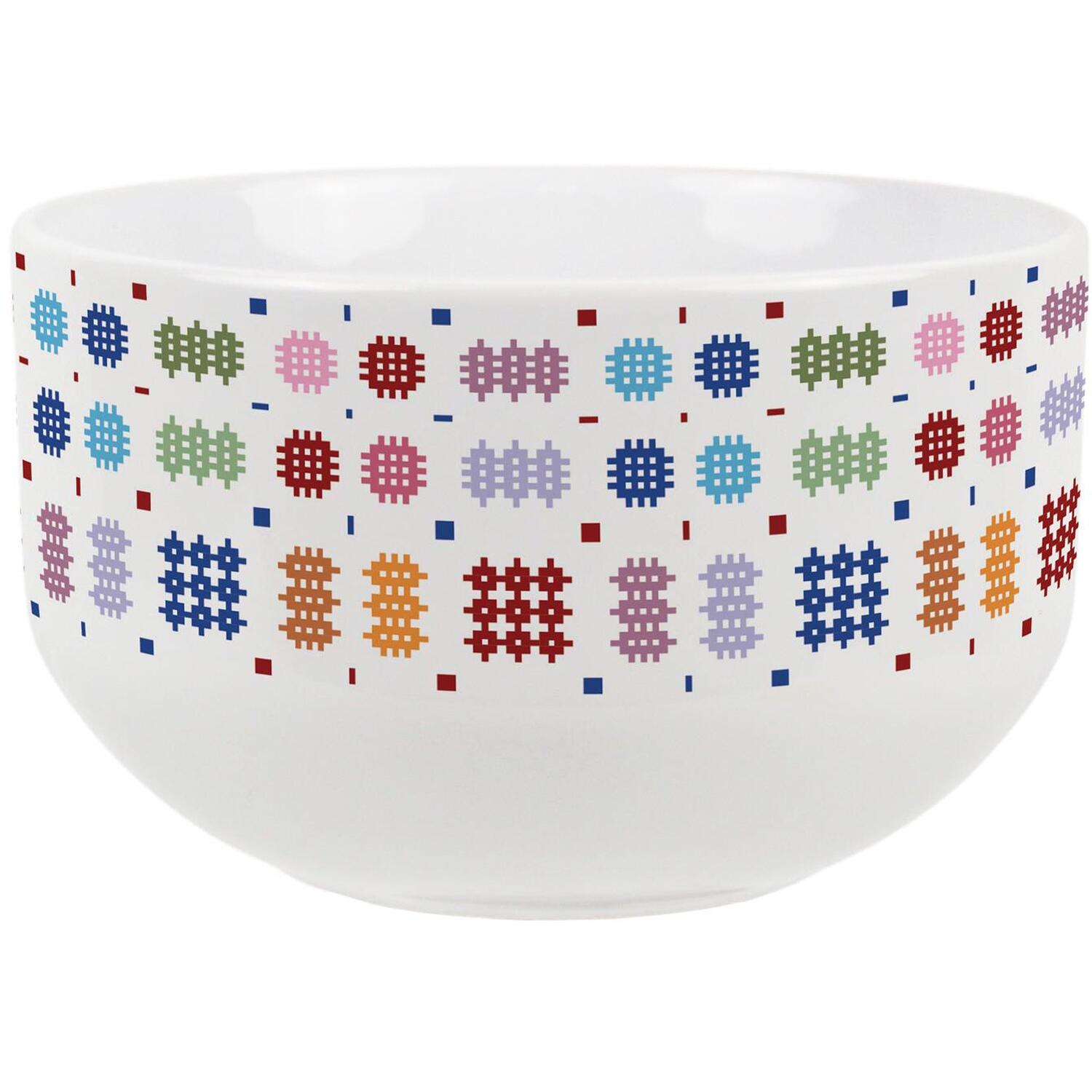 Image of Colourful Tapestry Ceramic Bowl - White&hellip;