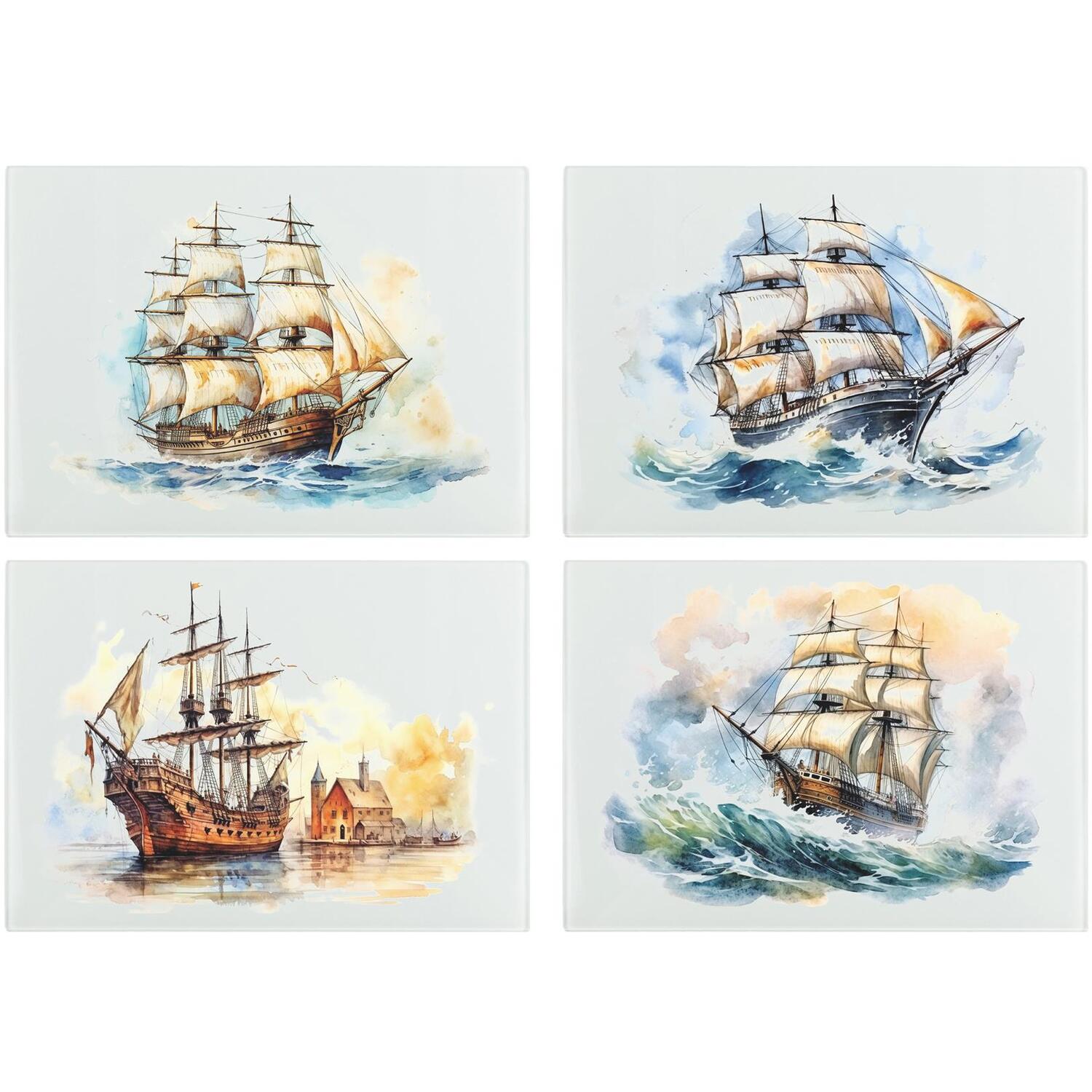 Image of Sailing Ships Glass Placemats - Set&hellip;