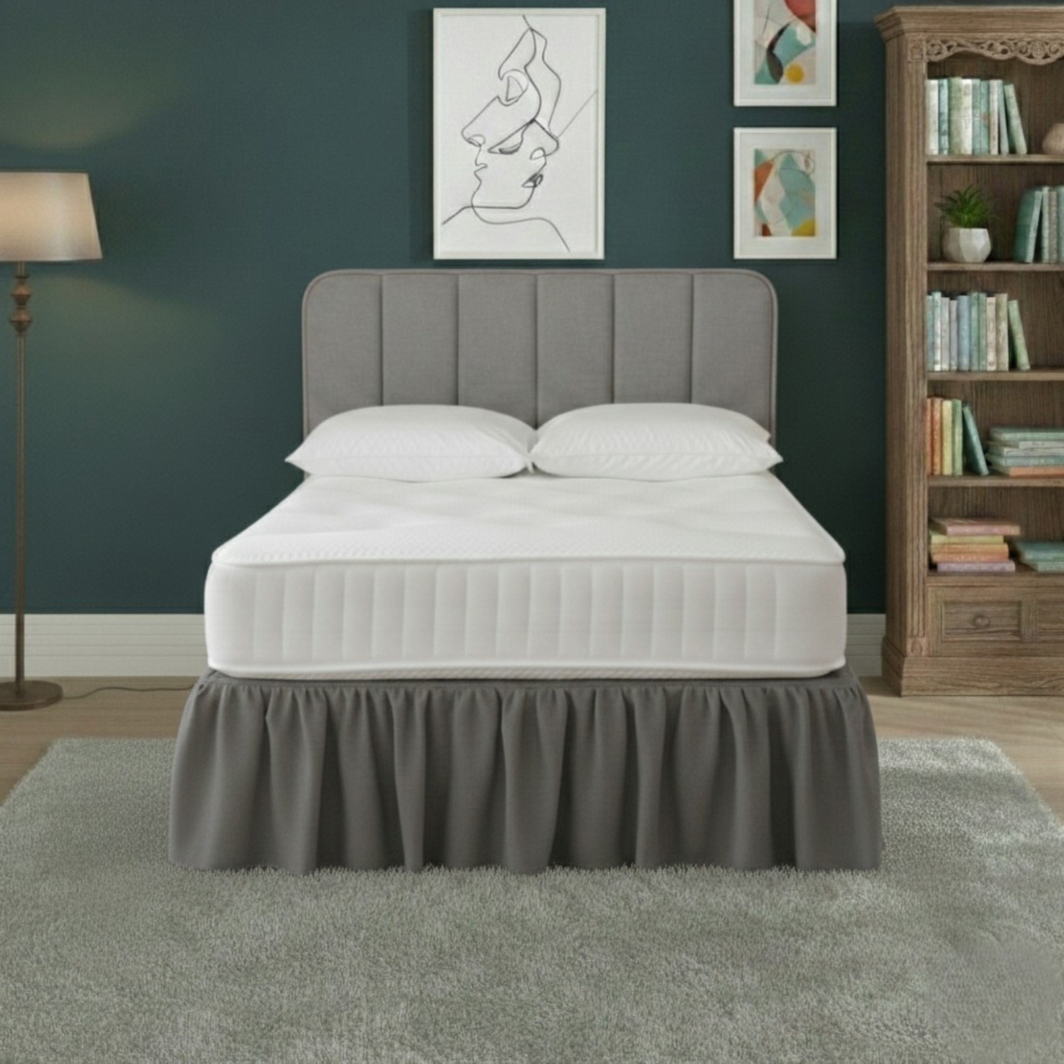 Snug City Base Valance Polycotton Sheet for Divan Beds Easy Care Bed Base Cover in Grey | Size: Single