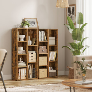 VASAGLE Storage Unit, Wooden Bookshelf with 7 Compartments