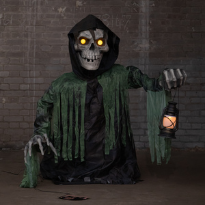 1.47m Tall Light up Corroded Rise Up Reaper Skeleton Halloween Animatronic Decoration