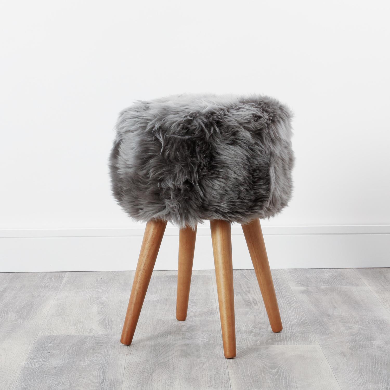 B&Q - Sheepskin Stool With Wooden Legs - Image 2