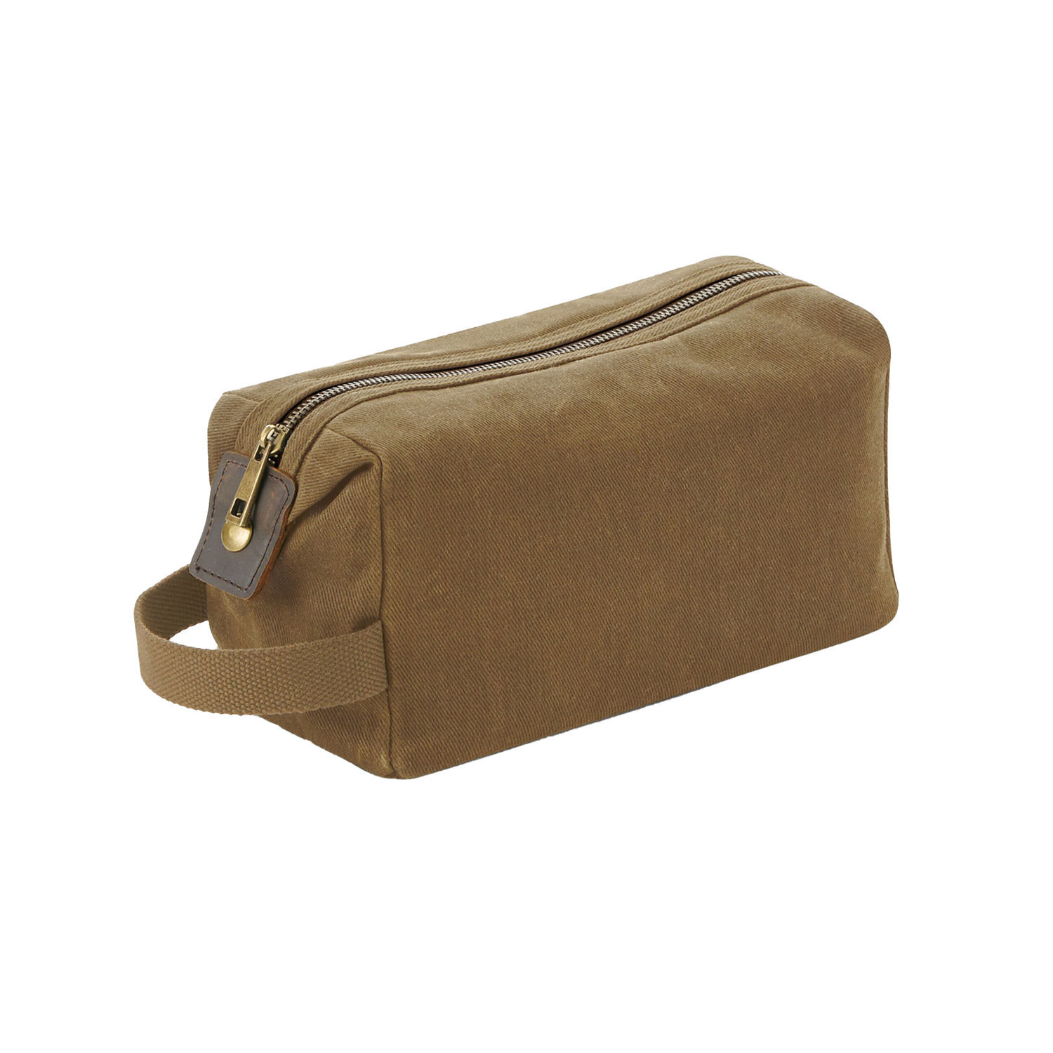 Quadra Heritage Washed Leather Accents Toiletry Bag - Desert Sand