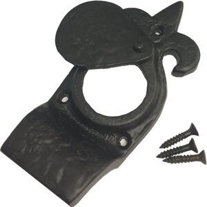 Dzina Cylinder Door Latch Pull Fleur De LYS Antique Black 115mm (4.1/2 Inch) Pack of 1