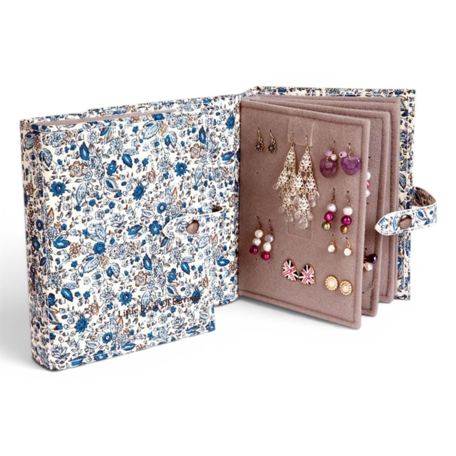 Little Shop Of Little Box Of Earrings, Blue Floral. - Blue Floral