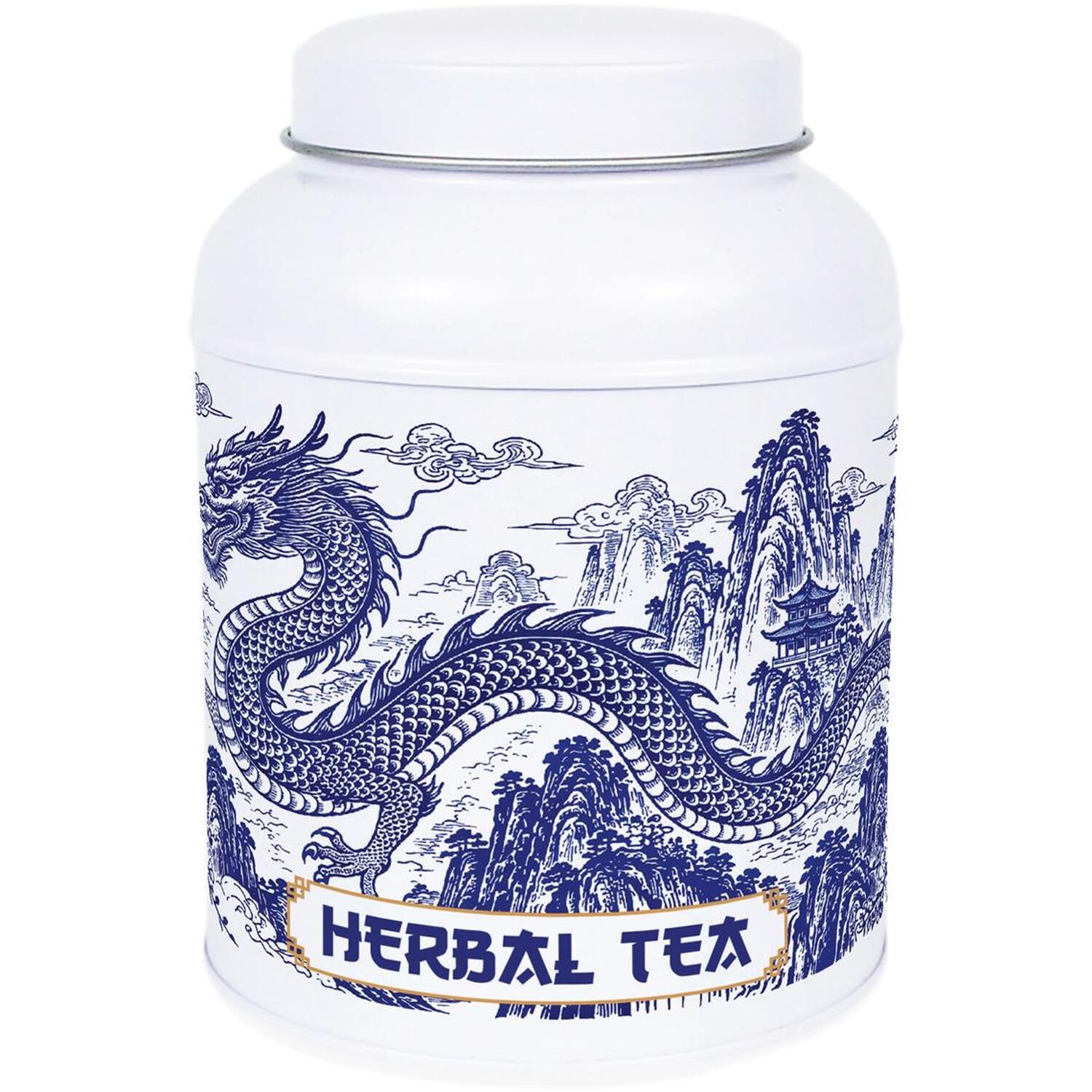 B&Q - Dragon Temple Herbal Tea CanisterSmall Domed Lid Kitchen Storage Tin - Image 2